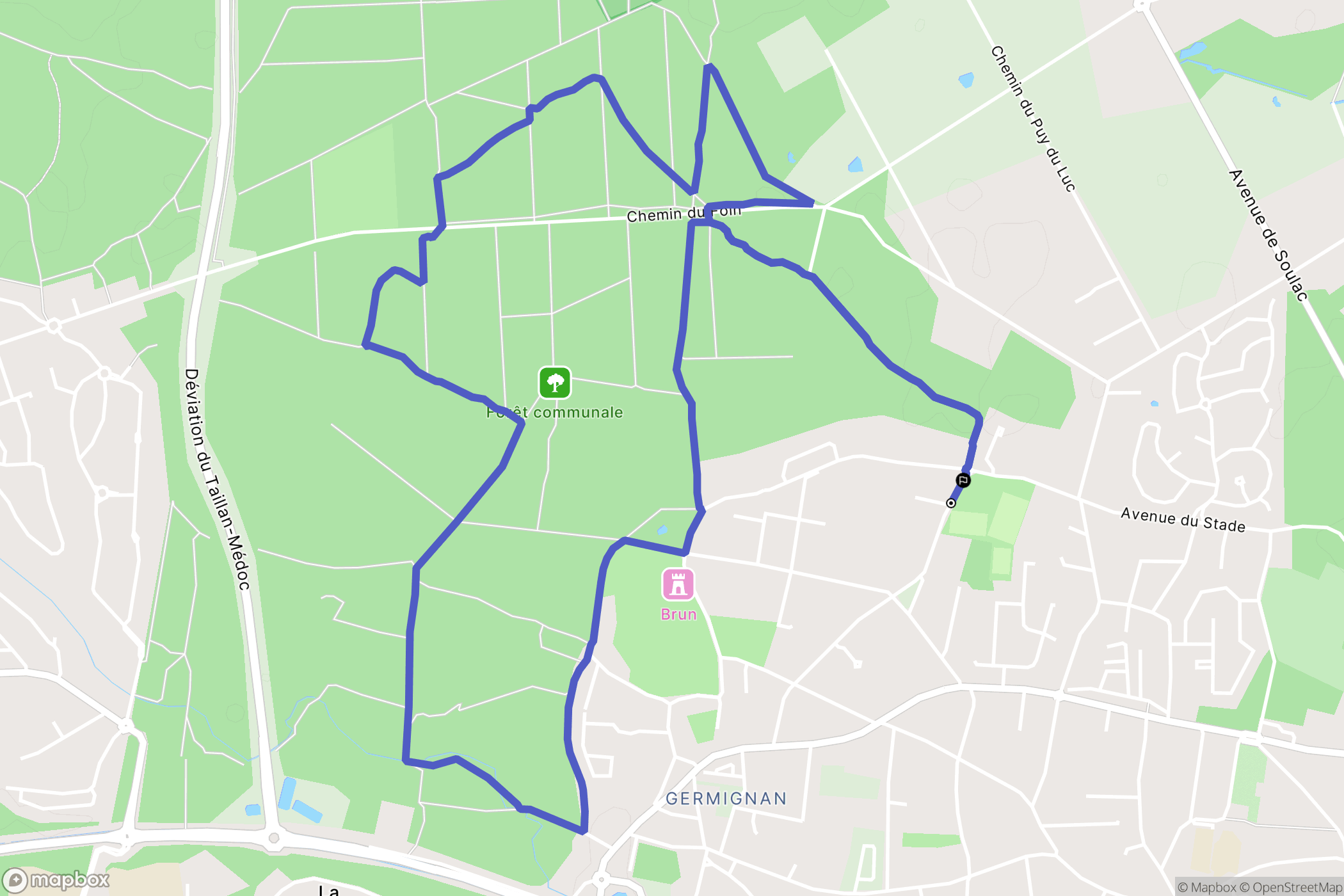 Le Taillan-Médoc : carte du parcours de randonnée - France