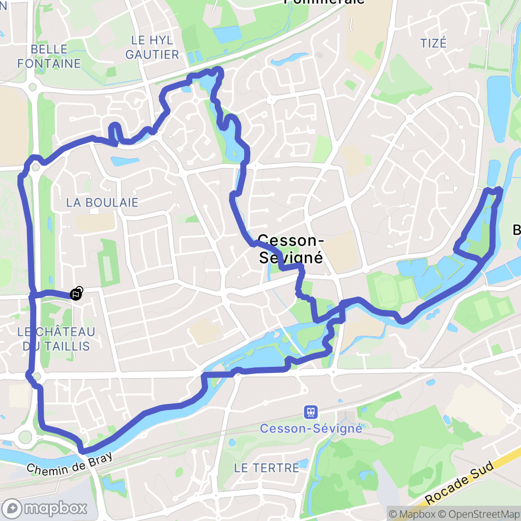 Cesson-Sévigné : carte du parcours de randonnée - France