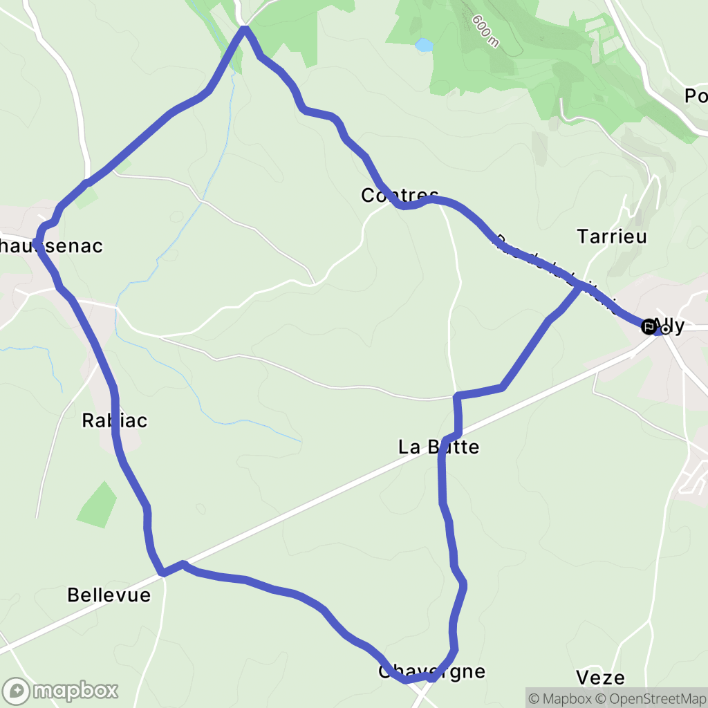 Ally : carte du parcours de randonnée - France