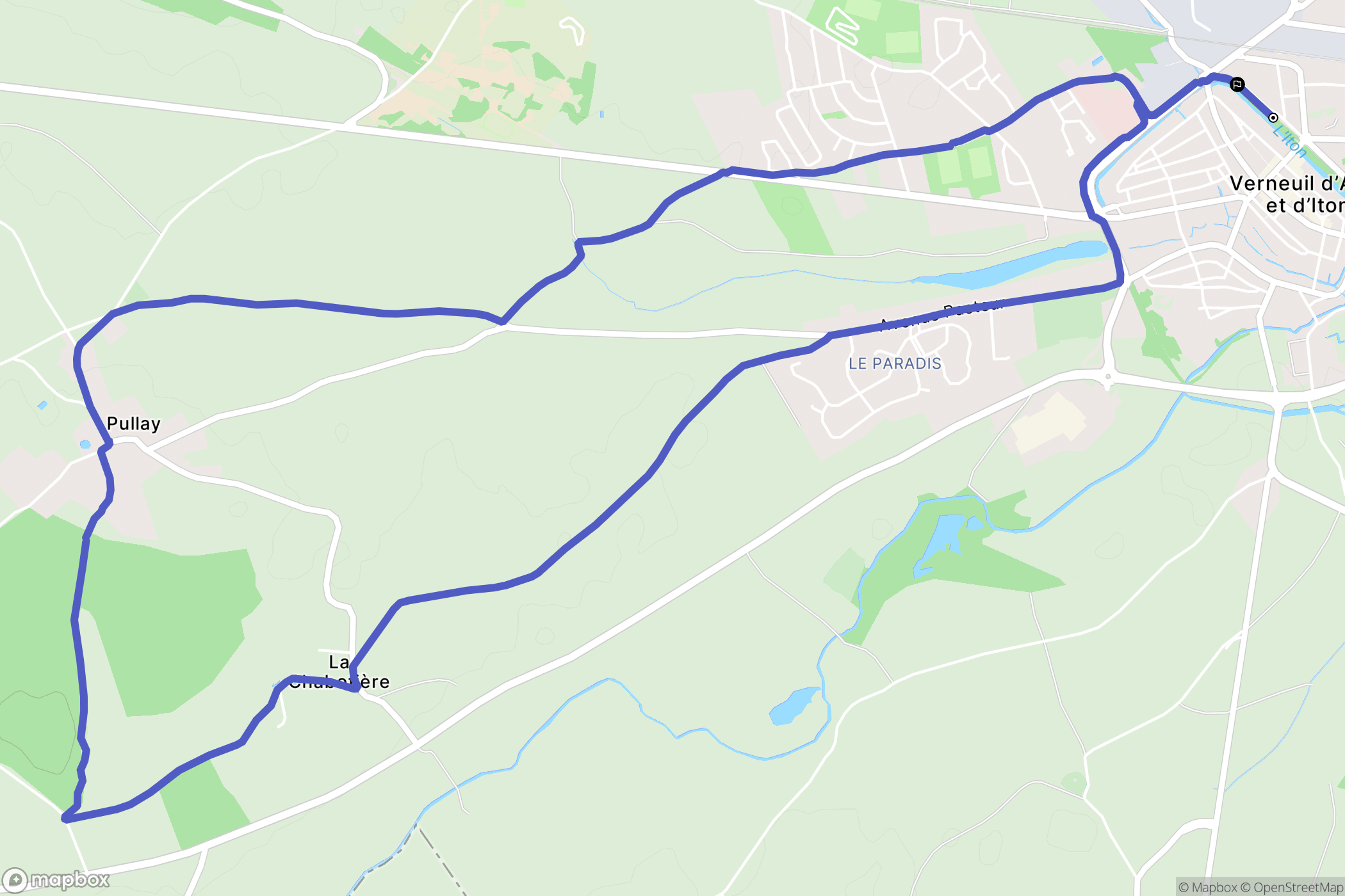 Verneuil d'Avre et d'Iton : carte du parcours de randonnée - France