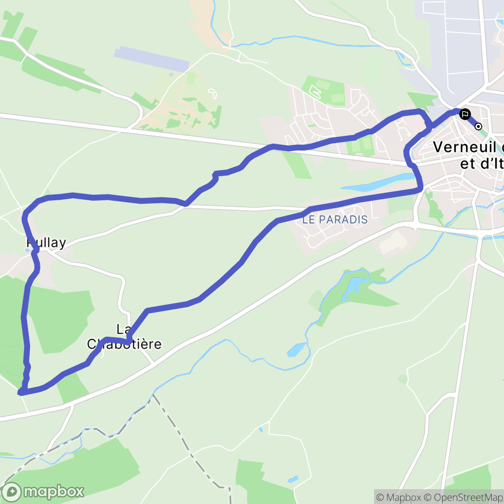 Verneuil d'Avre et d'Iton : carte du parcours de randonnée - France