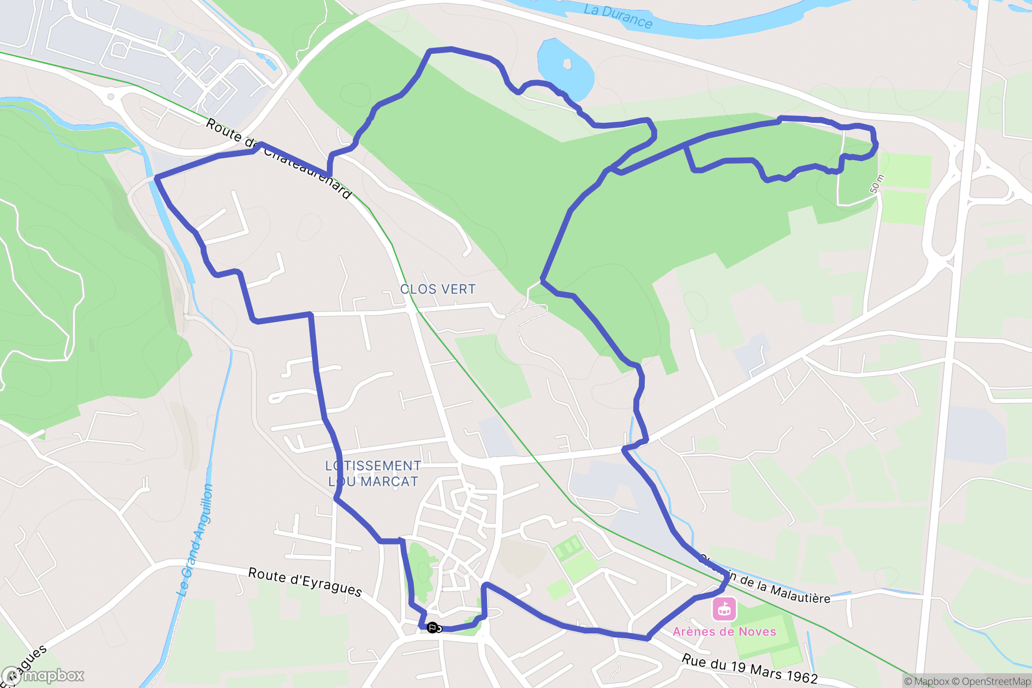 Noves : carte du parcours de randonnée - France