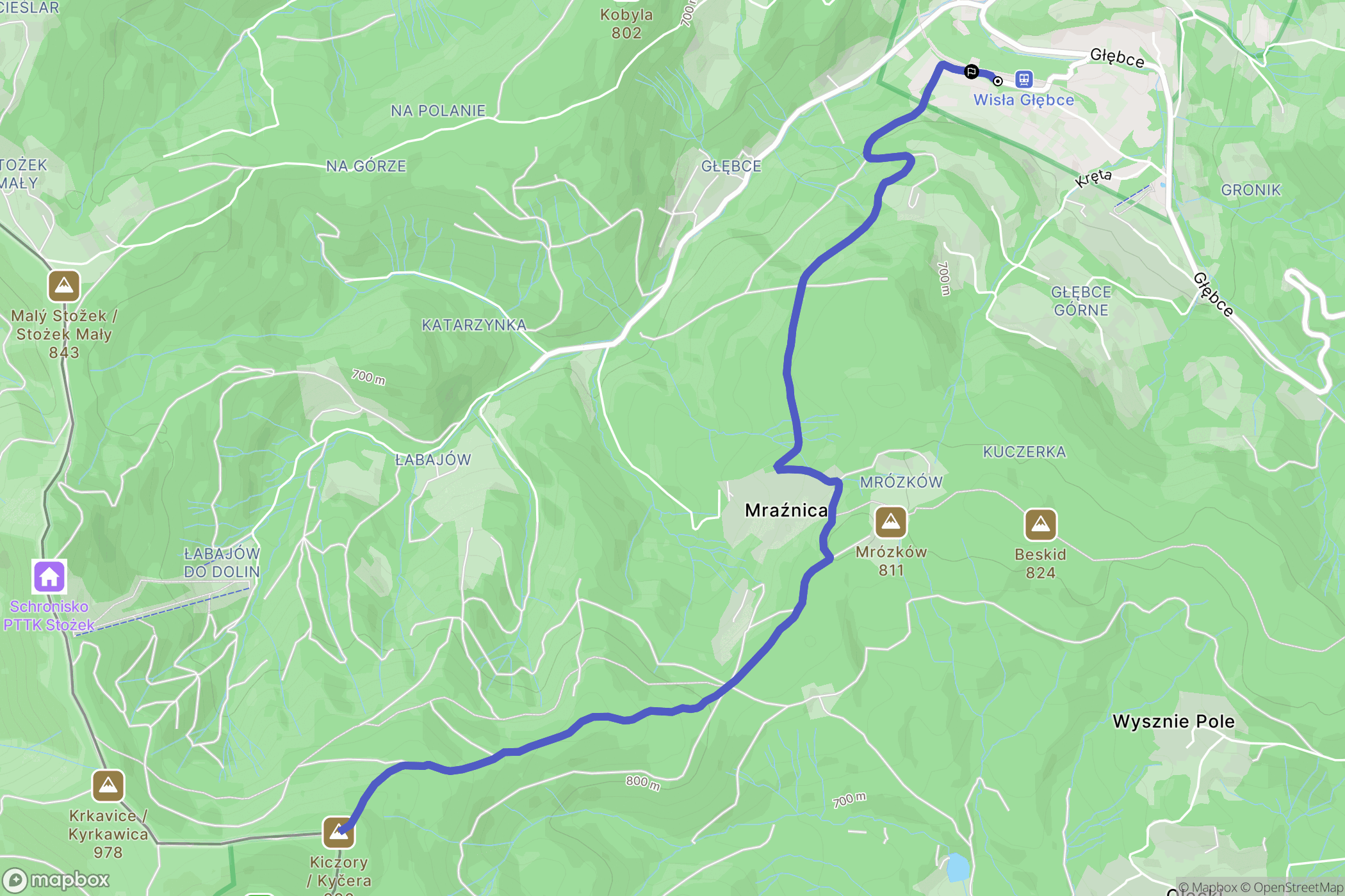 Wisła: mapa trasy - Poland