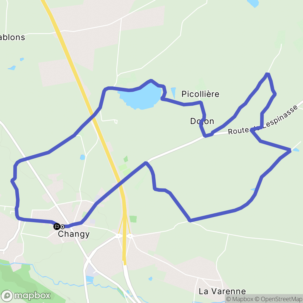 Changy : carte du parcours de randonnée - France