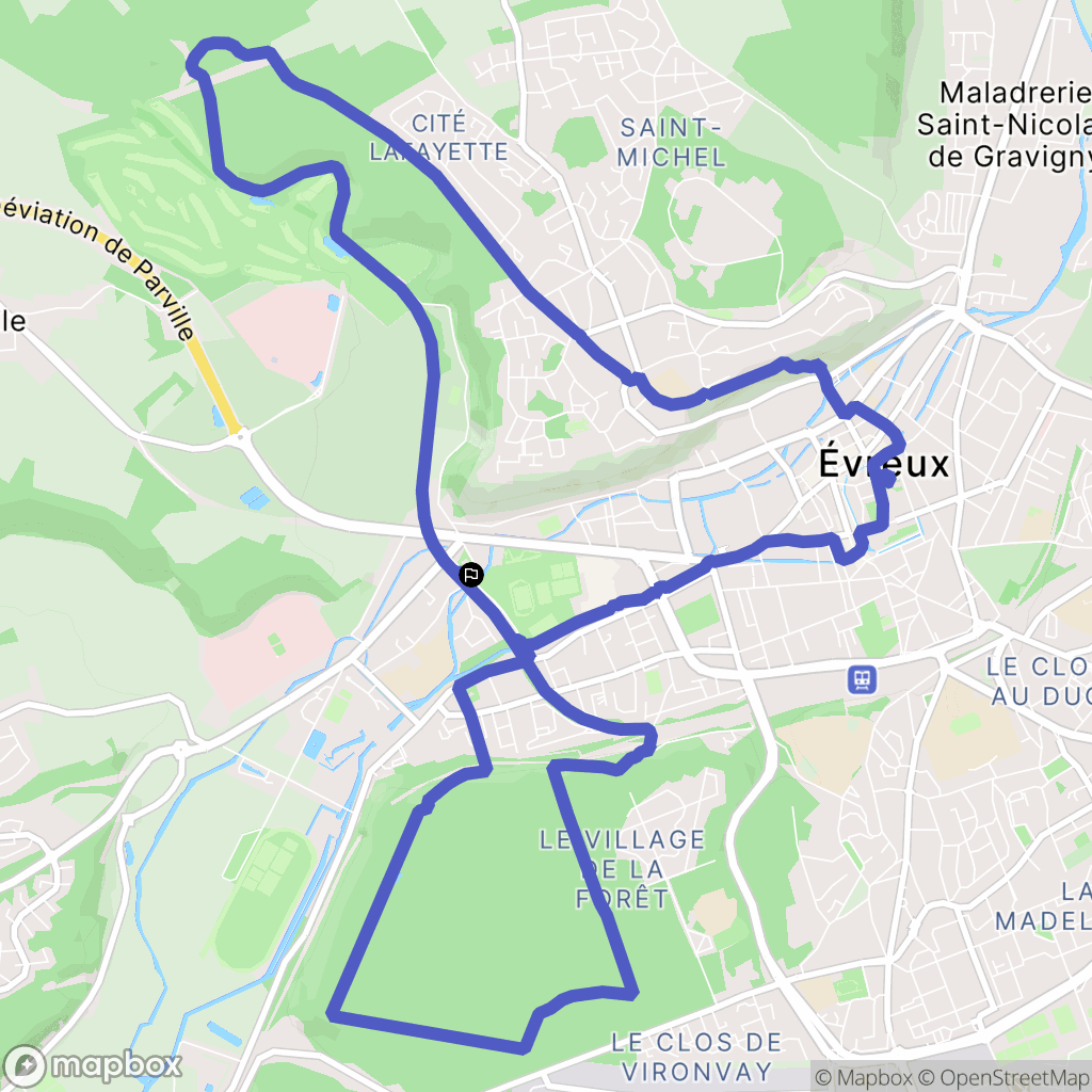 Évreux : carte du parcours de randonnée - France