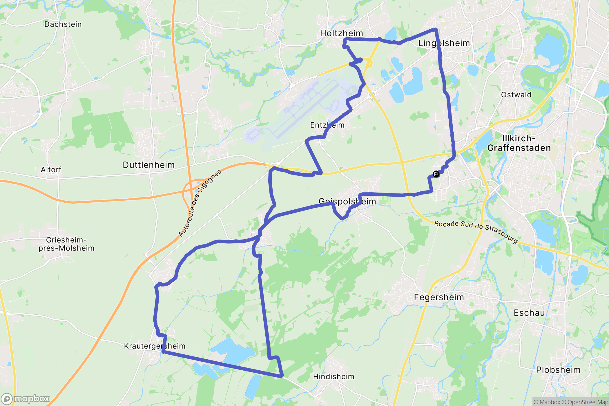 Geispolsheim : carte du parcours de randonnée - France