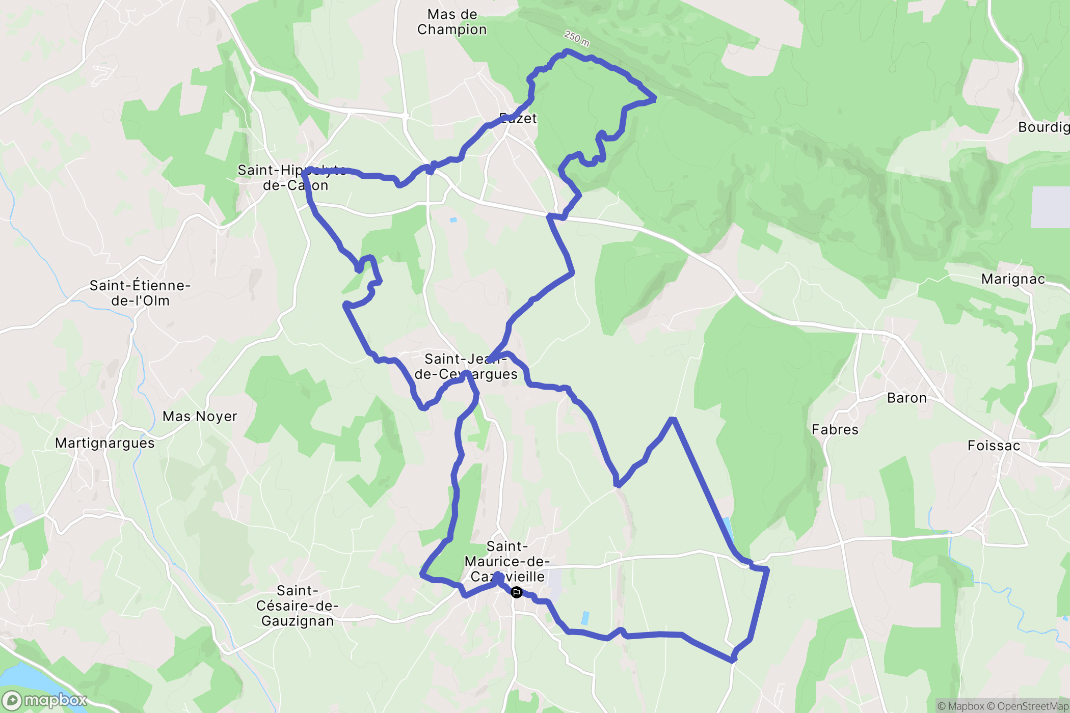 Saint-Maurice-de-Cazevieille : carte du parcours de randonnée - France