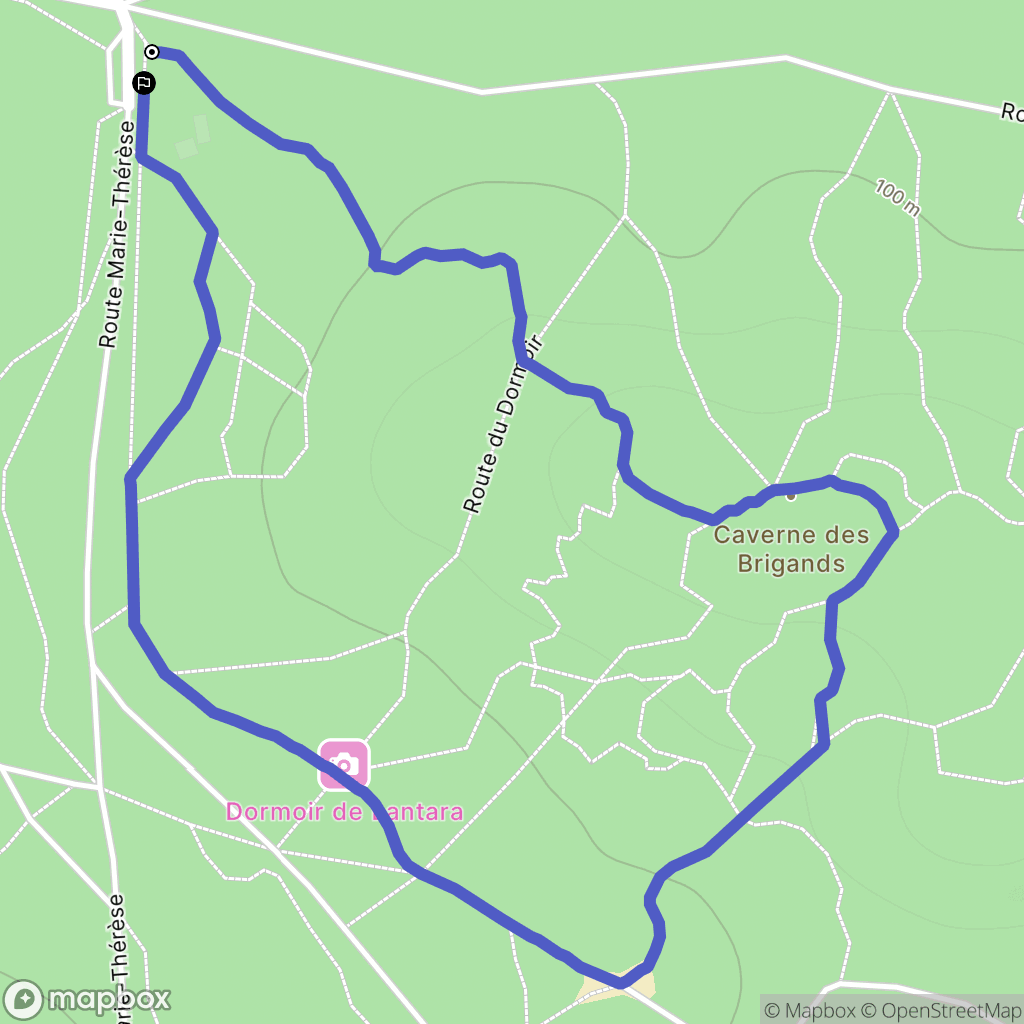 Fontainebleau : carte du parcours de randonnée - France