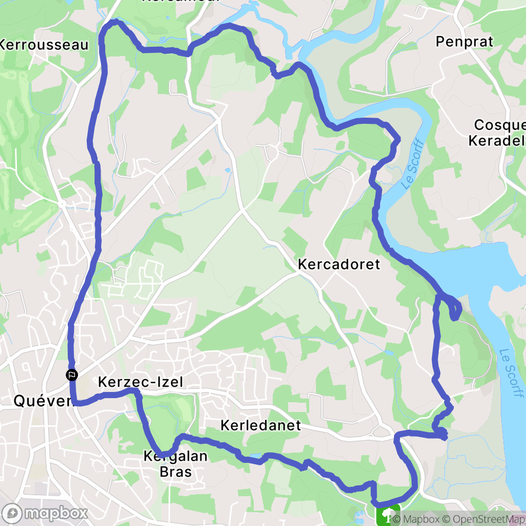 Quéven : carte du parcours de randonnée - France