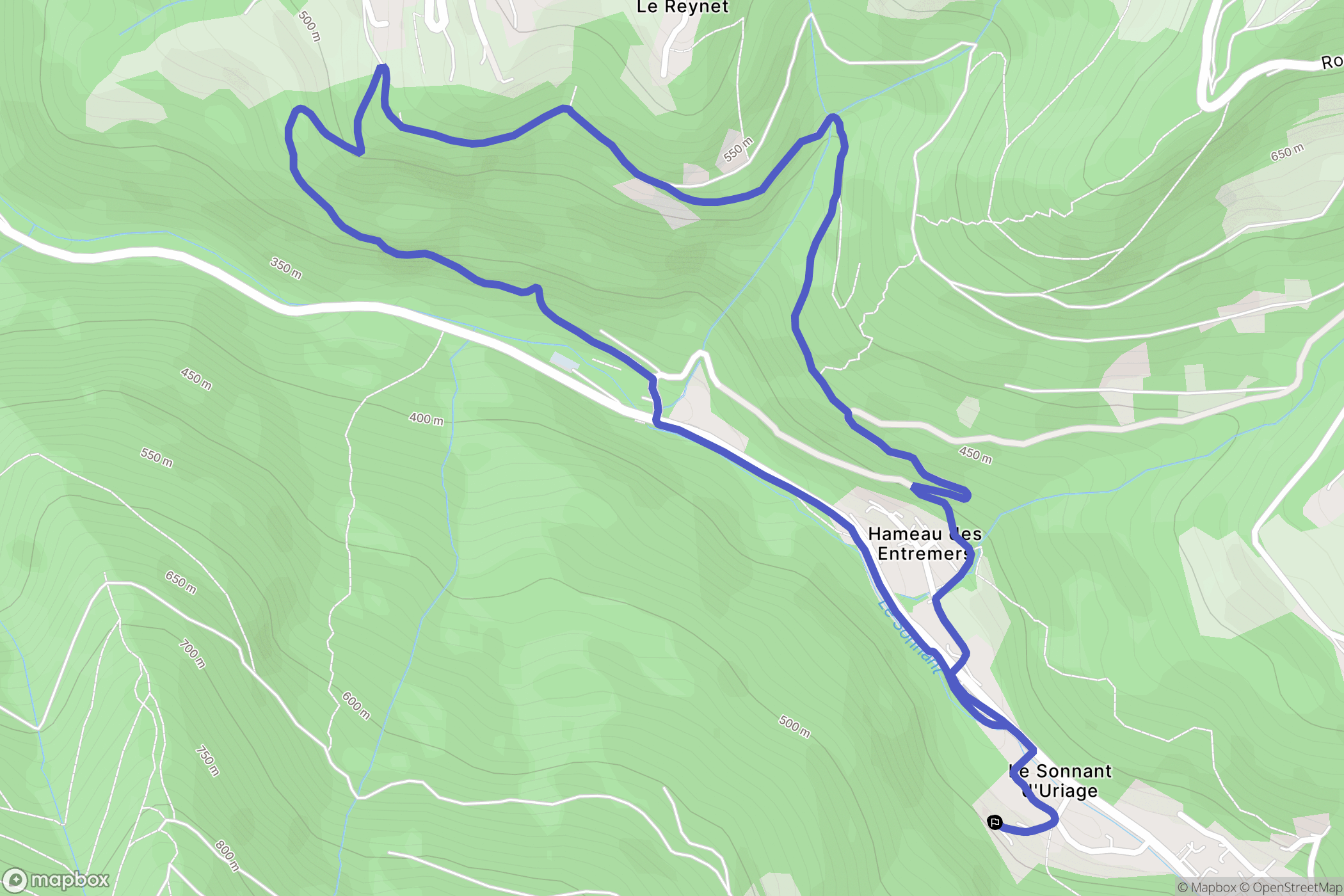 Saint-Martin-d'Uriage : carte du parcours de randonnée - France