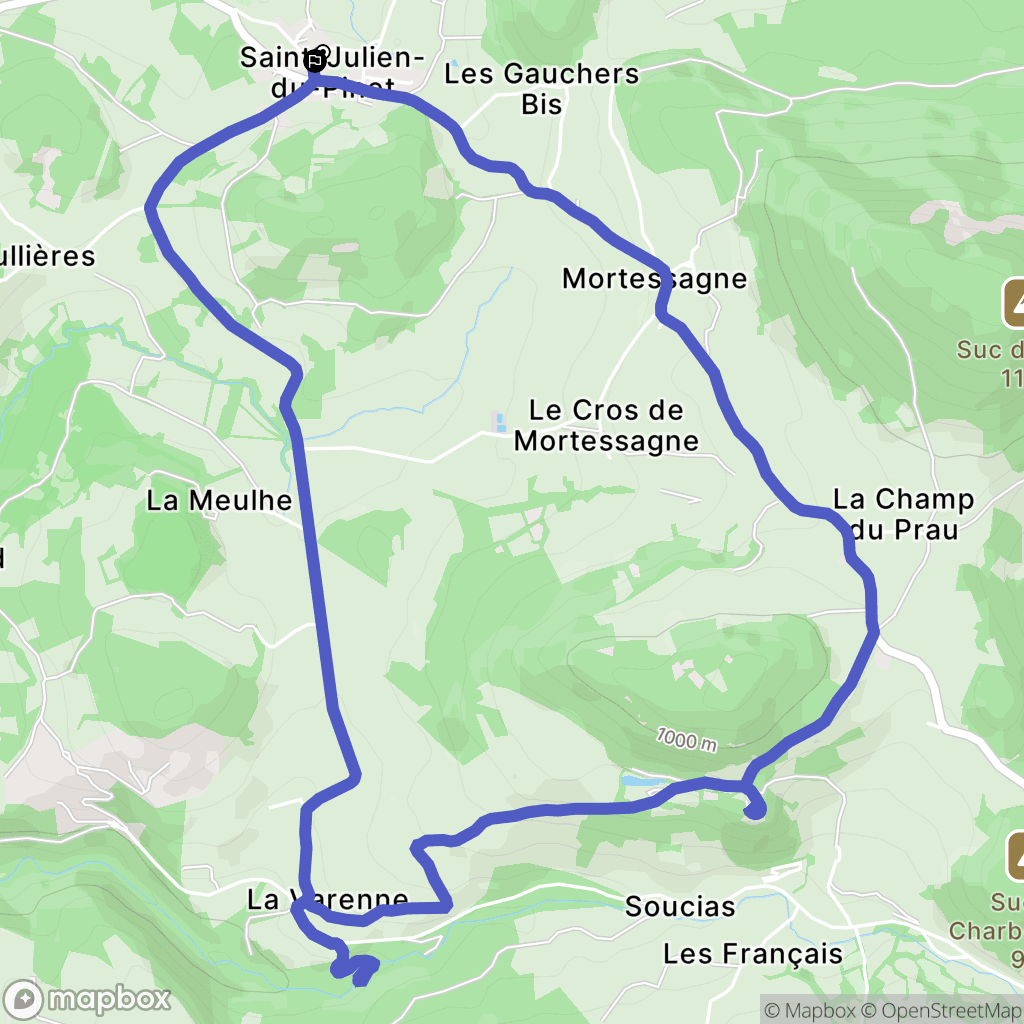 Saint-Julien-du-Pinet : carte du parcours de randonnée - France