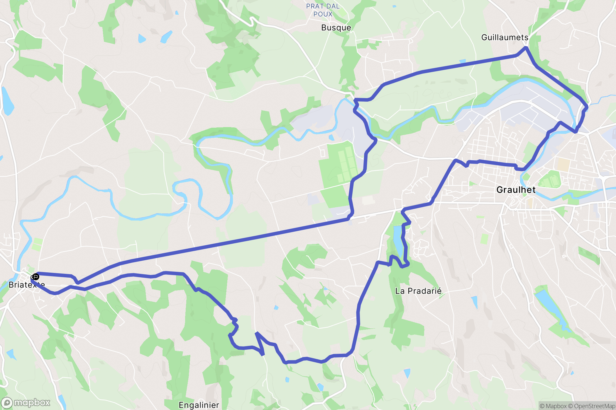 Briatexte : carte du parcours de randonnée - France