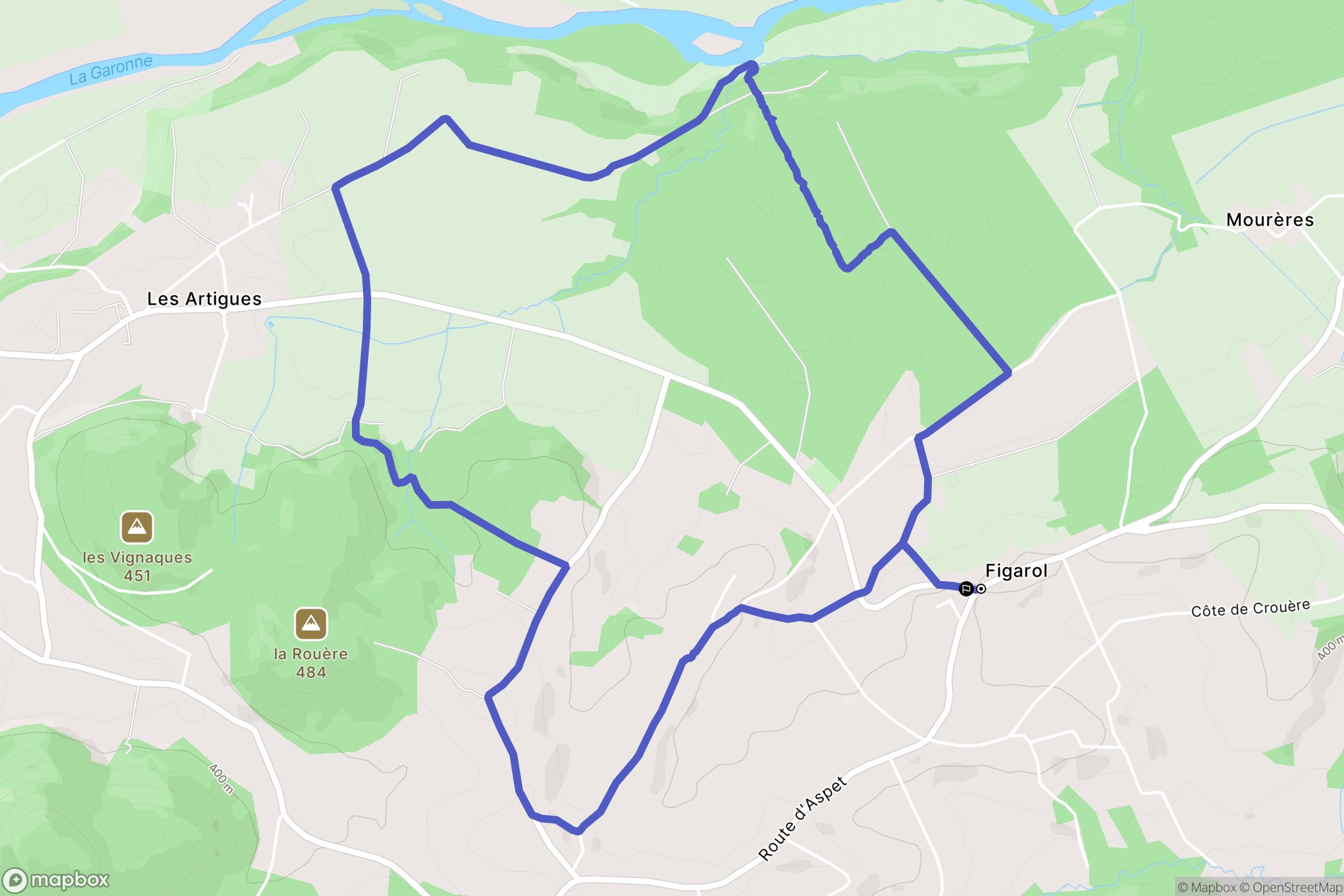 Figarol : carte du parcours de randonnée - France