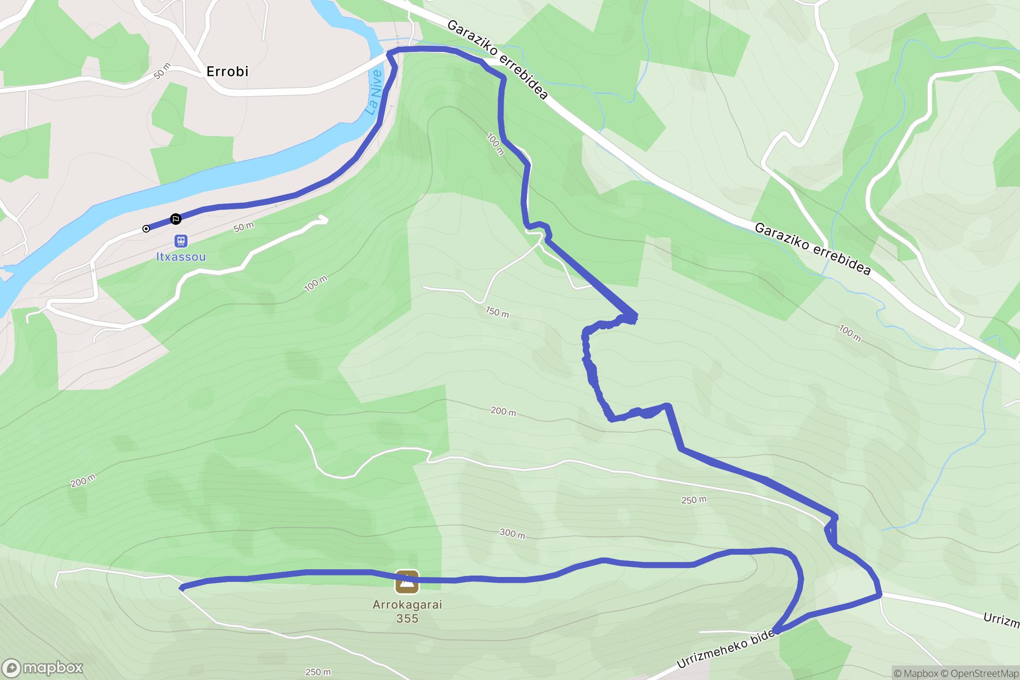Itxassou : carte du parcours de randonnée - France