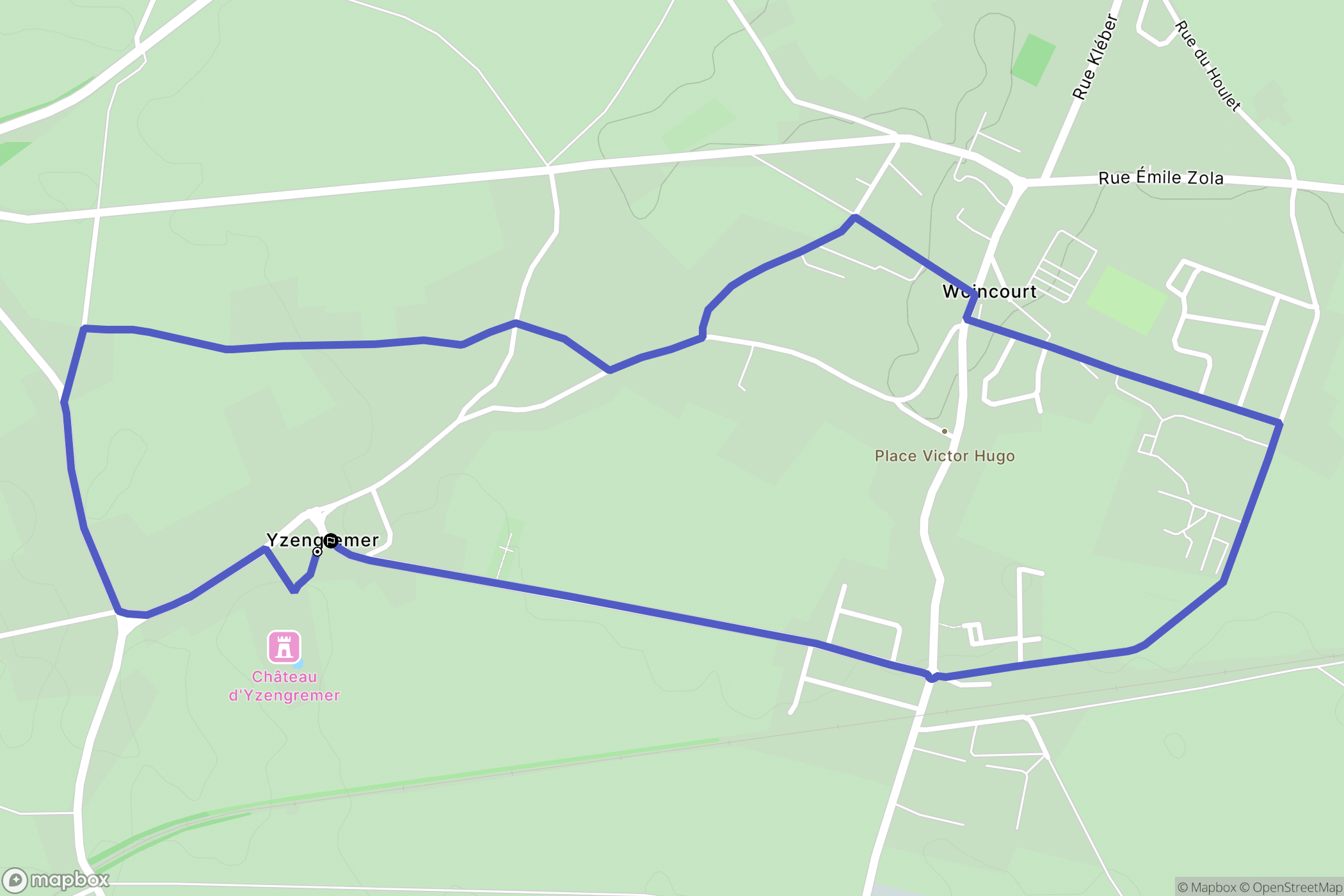 Yzengremer : carte du parcours de randonnée - France