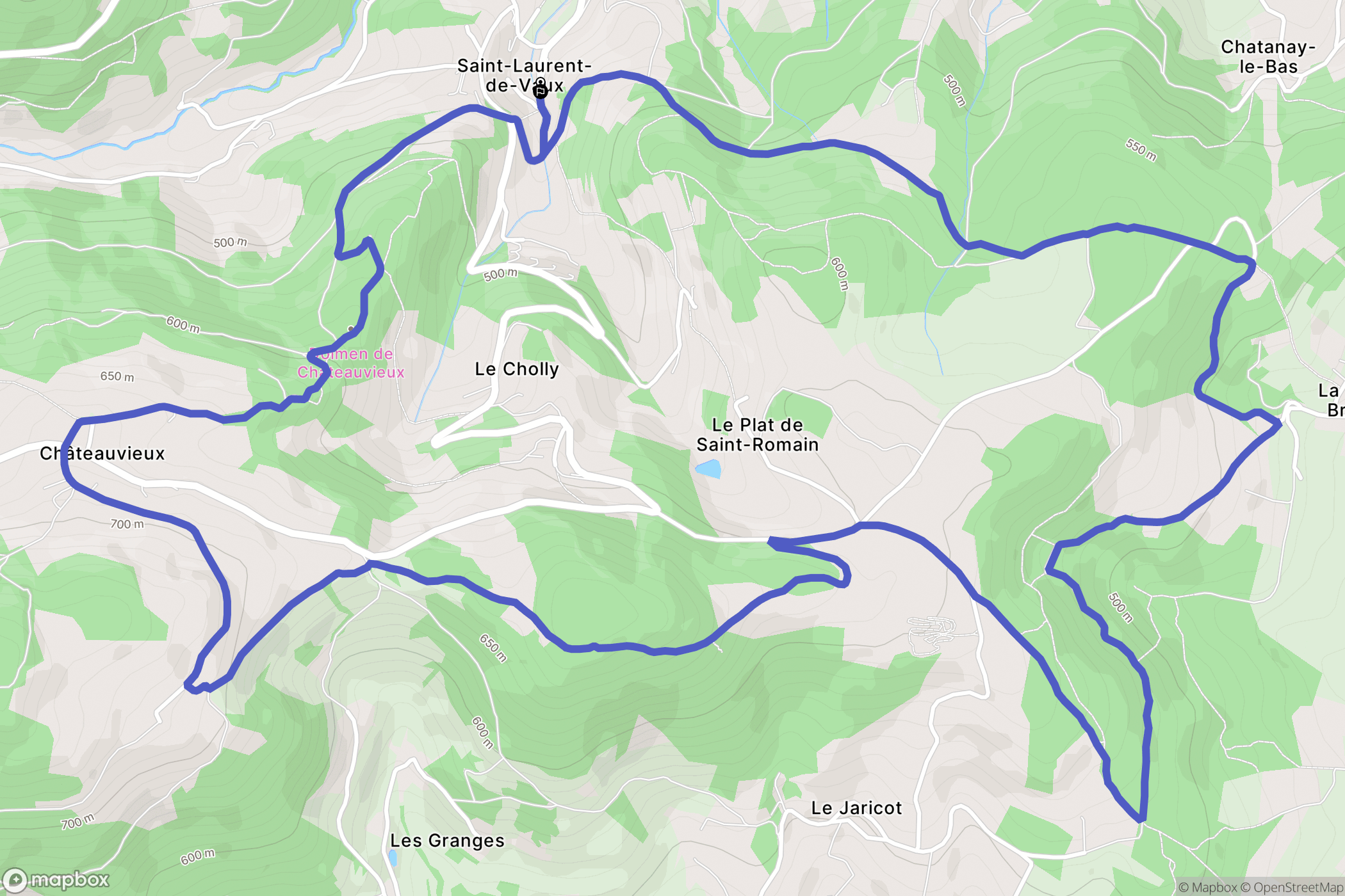 Vaugneray : carte du parcours de randonnée - France