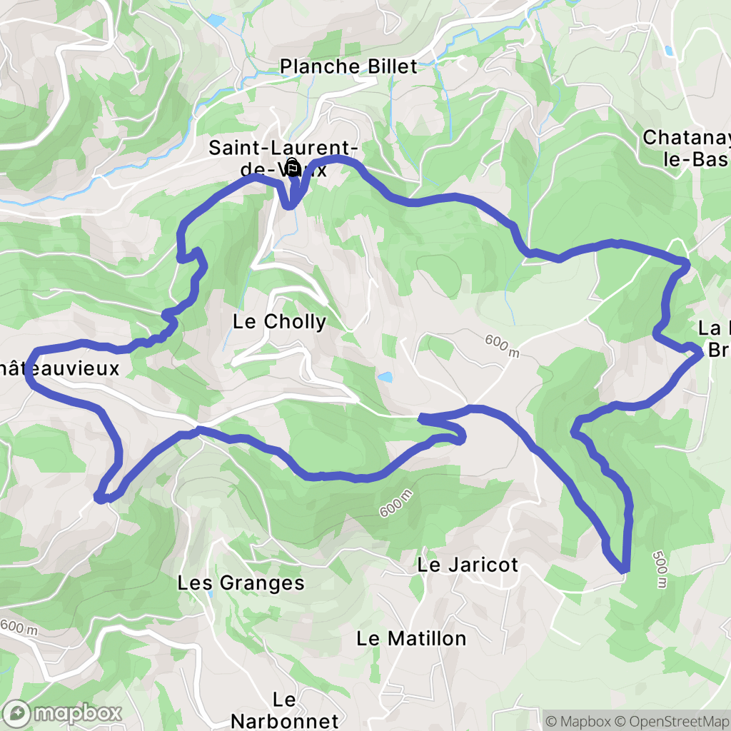 Vaugneray : carte du parcours de randonnée - France