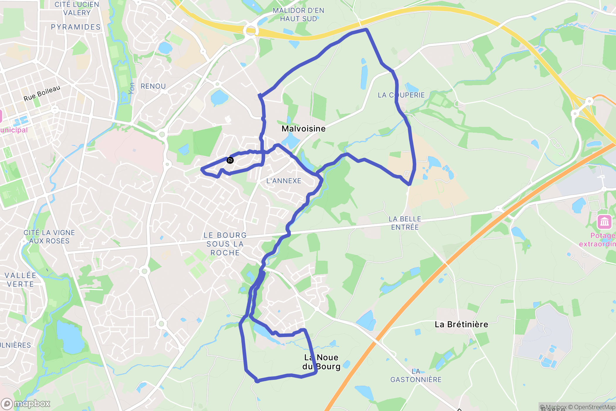 La Roche-sur-Yon : carte du parcours de randonnée - France