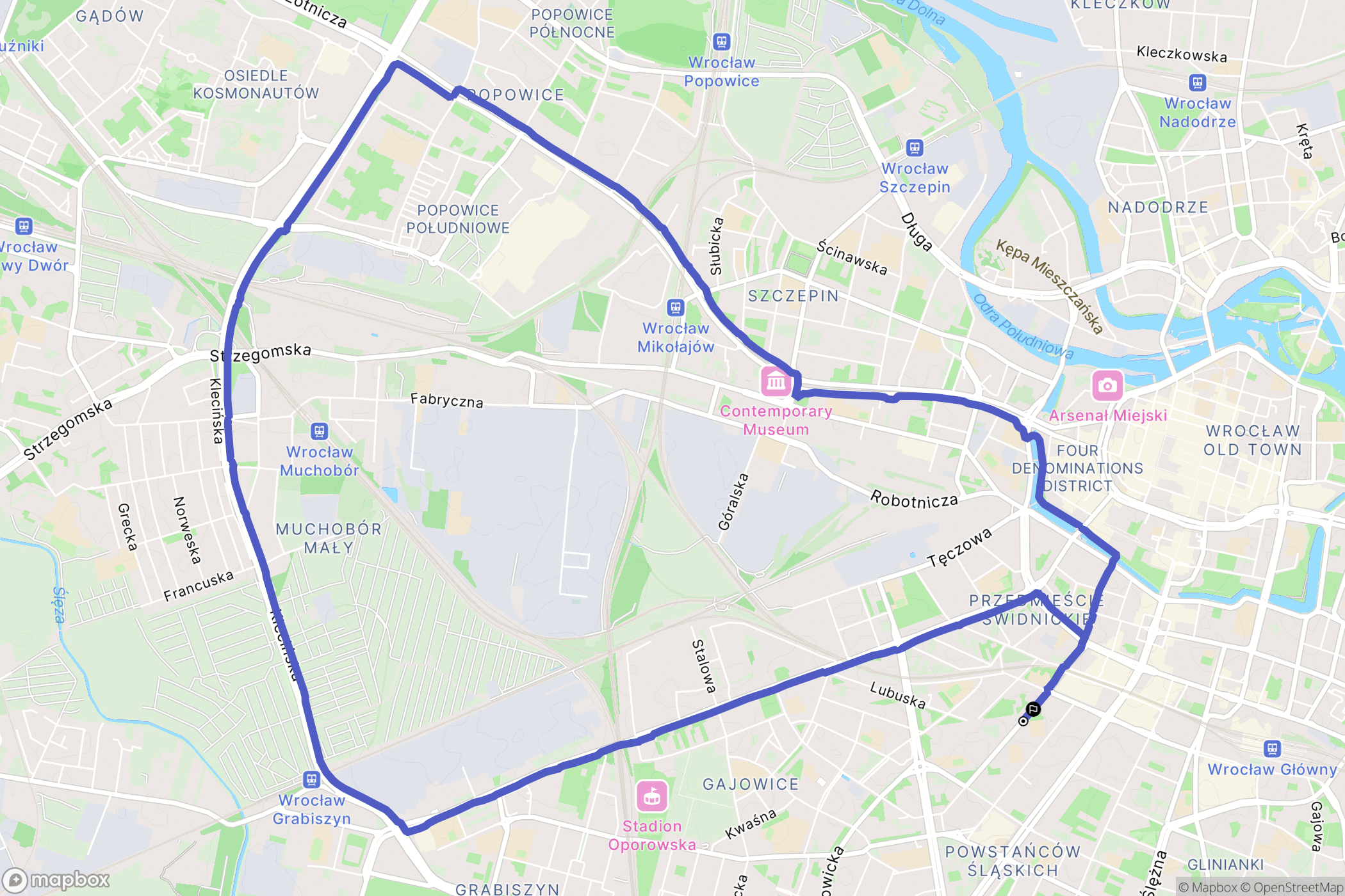 Wrocław: mapa trasy - Poland