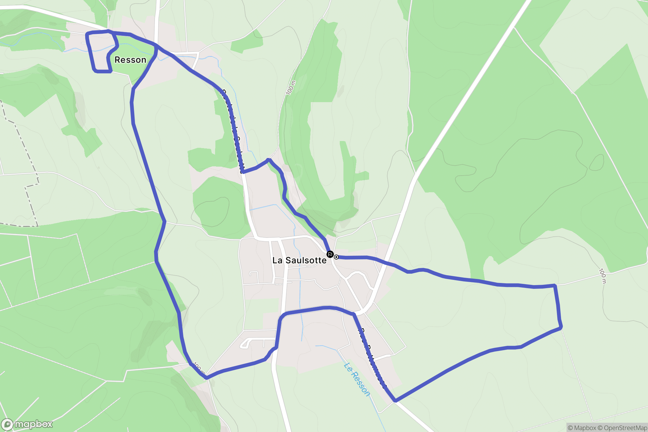 La Saulsotte : carte du parcours de randonnée - France