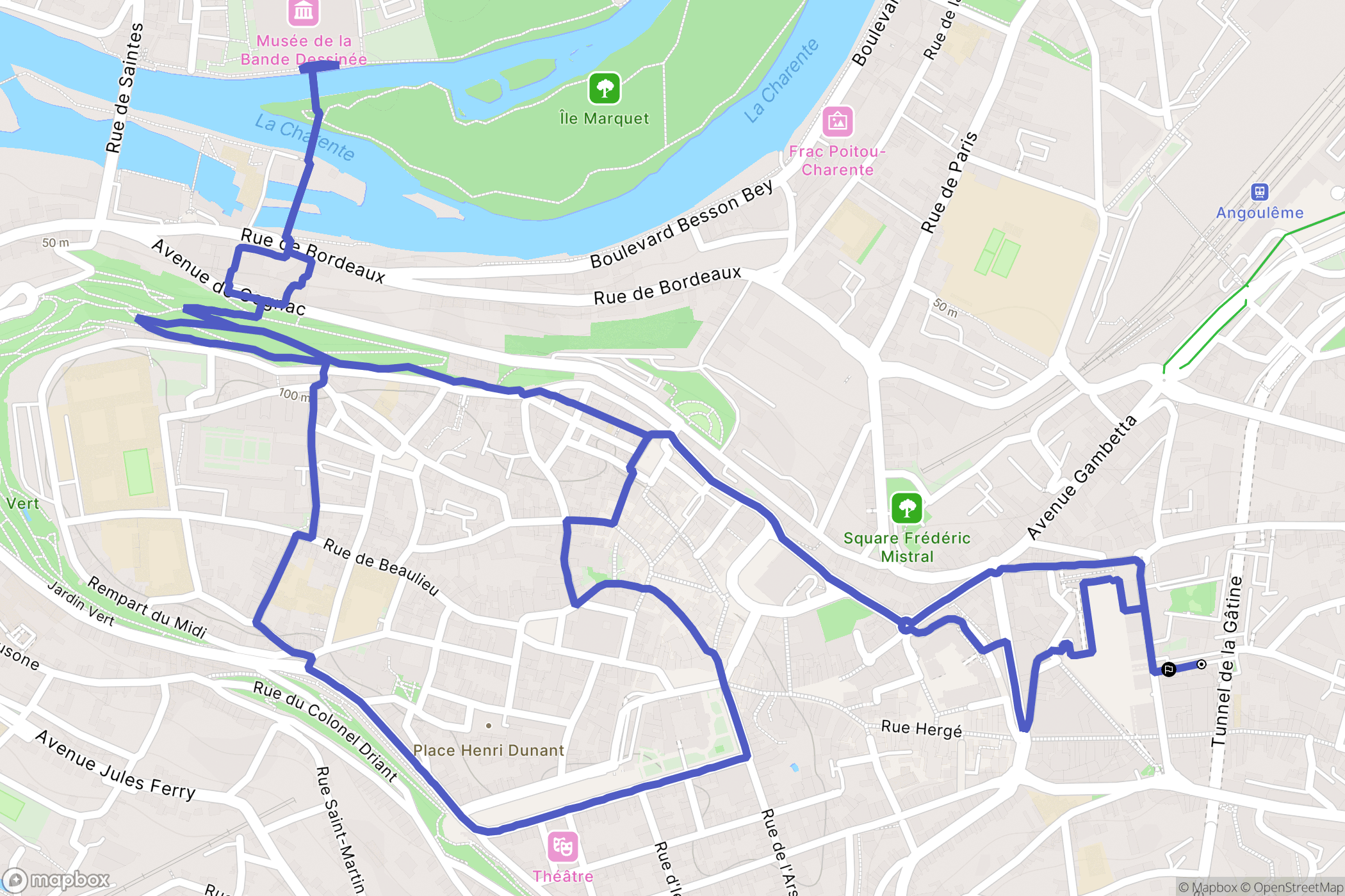 Angoulême : carte du parcours de randonnée - France