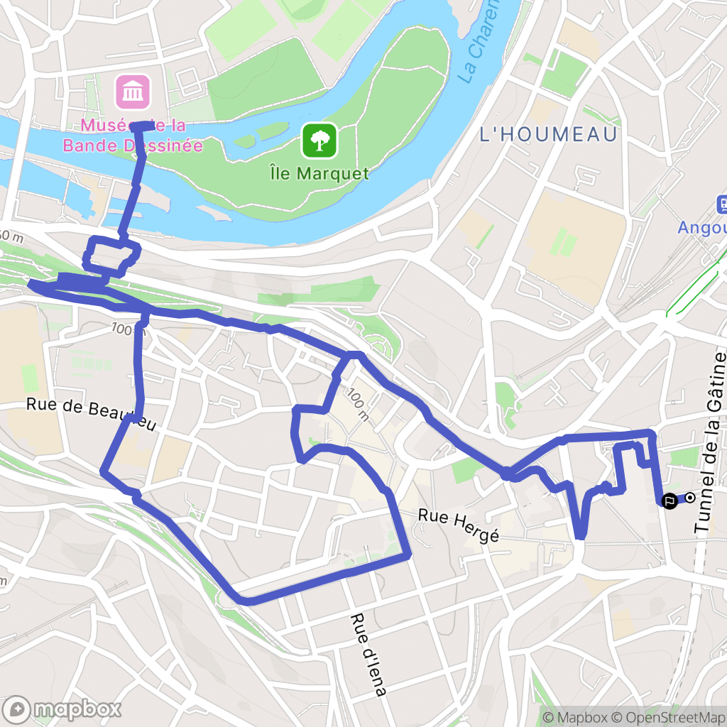 Angoulême : carte du parcours de randonnée - France