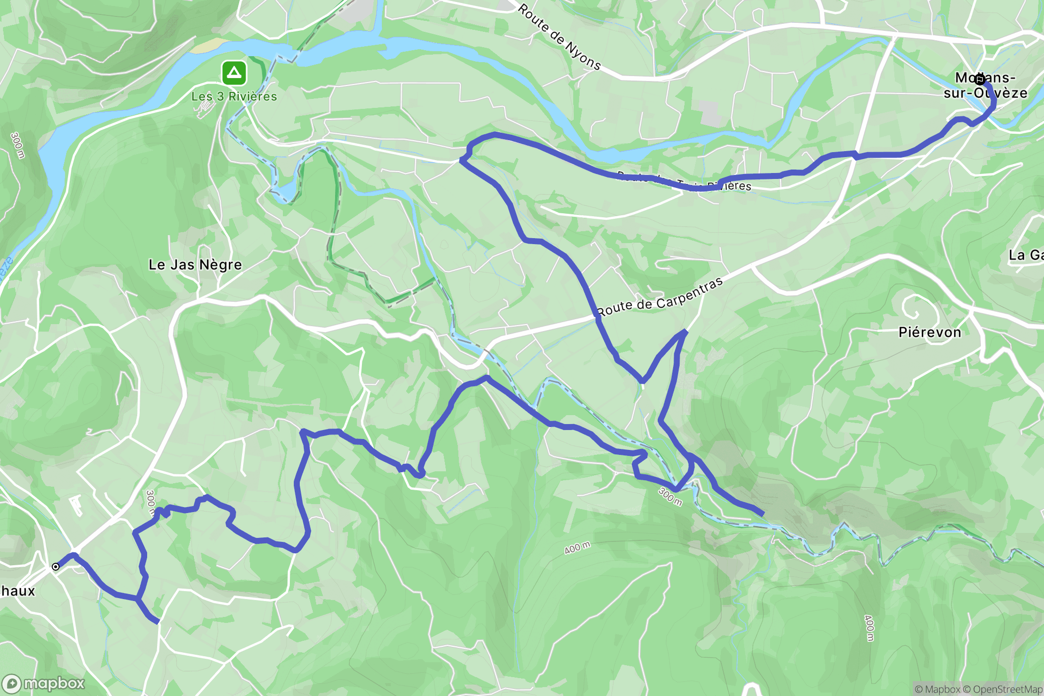 Entrechaux : carte du parcours de randonnée - France