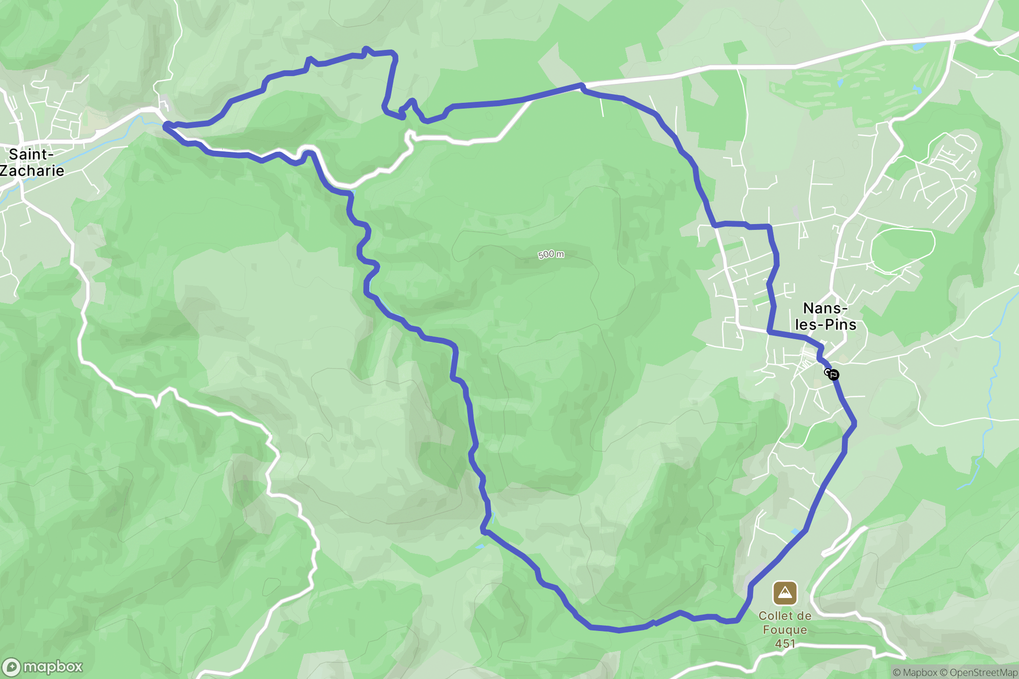 Nans-les-Pins : carte du parcours de randonnée - France