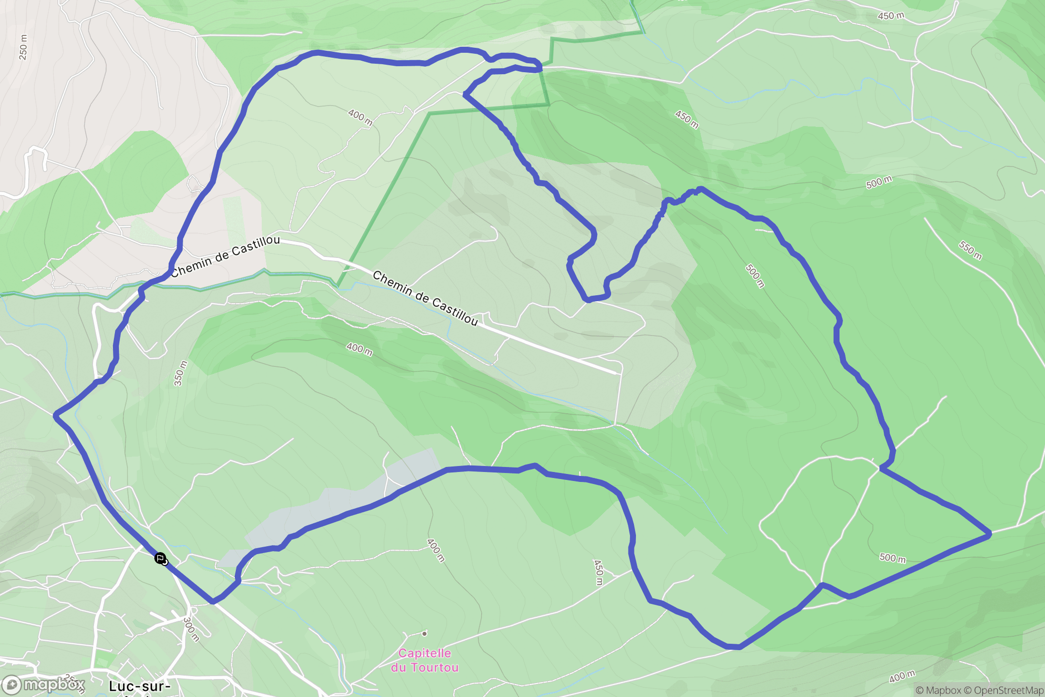 Luc-sur-Aude : carte du parcours de randonnée - France