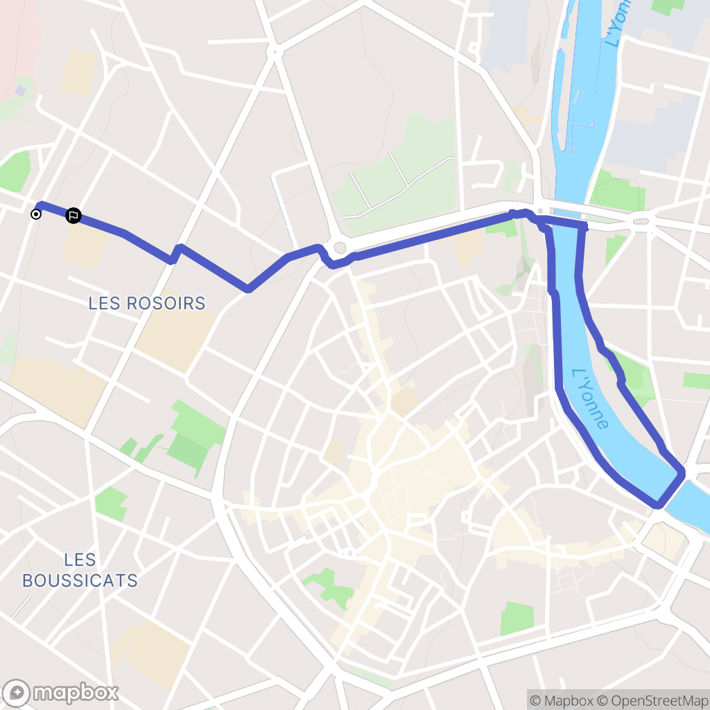 Auxerre : carte du parcours de randonnée - France