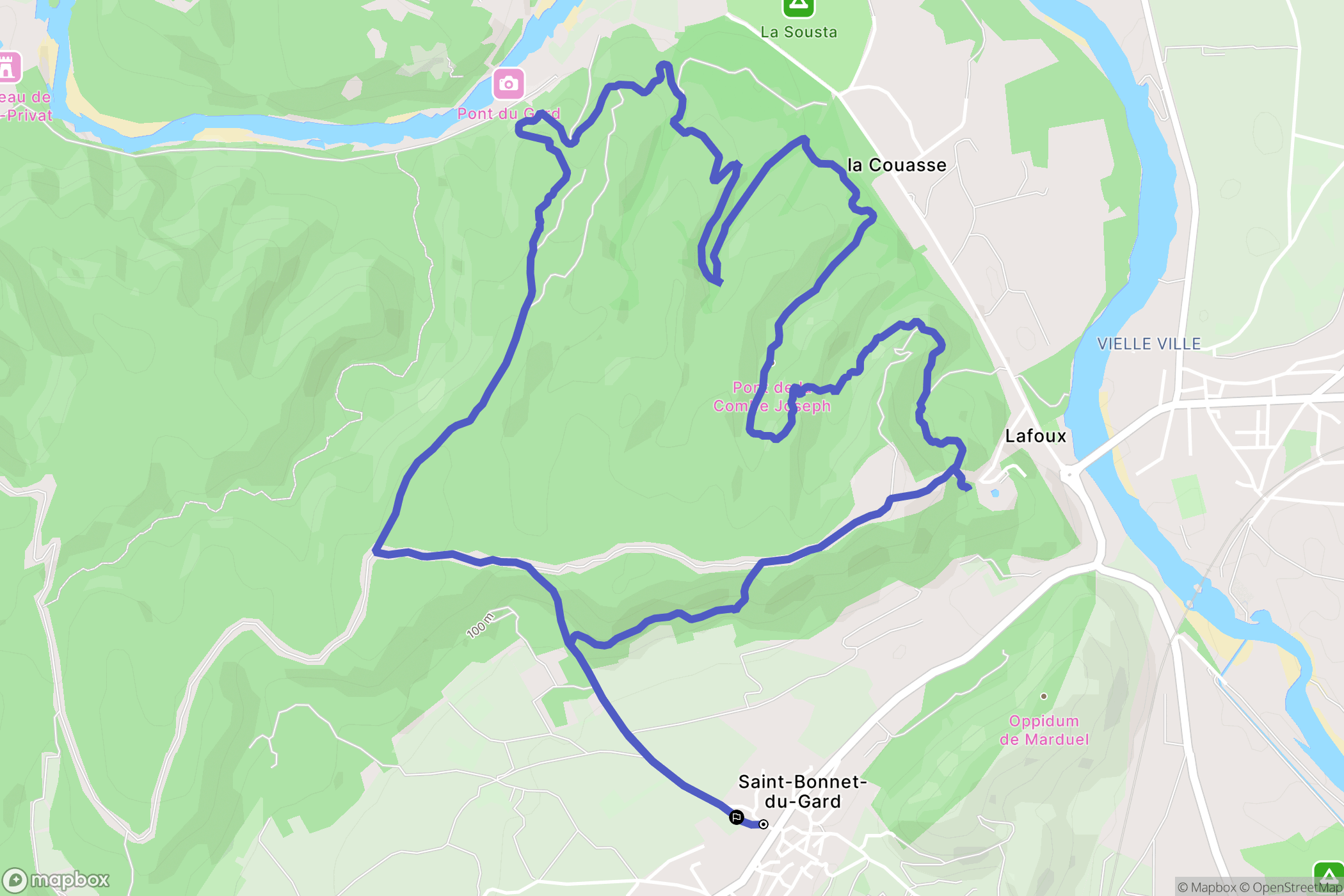 Saint-Bonnet-du-Gard : carte du parcours de randonnée - France
