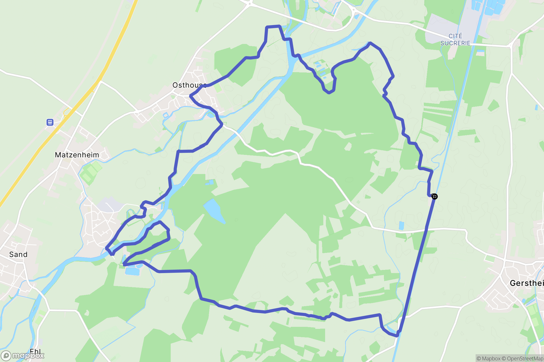 Gerstheim : carte du parcours de randonnée - France