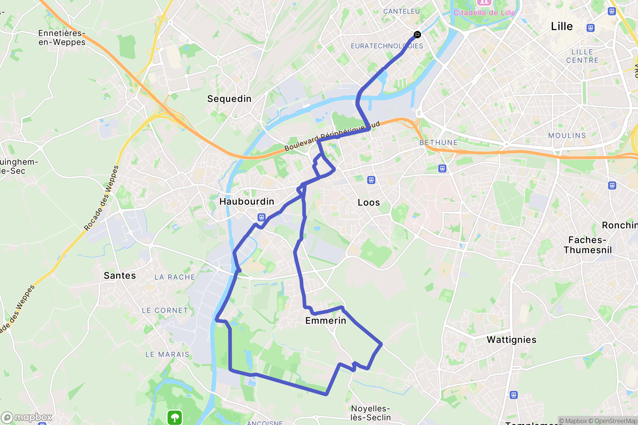Lambersart : carte du parcours de randonnée - France