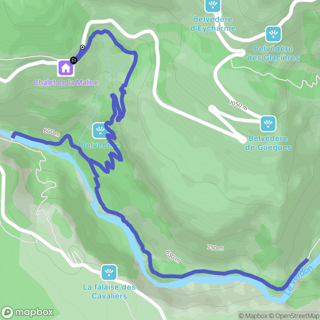 La Palud-sur-Verdon : carte du parcours de randonnée - France