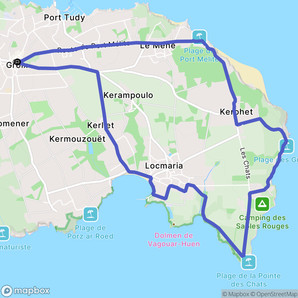 Groix : carte du parcours de randonnée - France