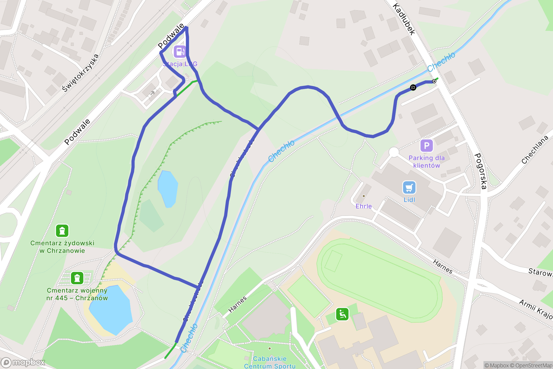 Chrzanów: mapa trasy - Poland