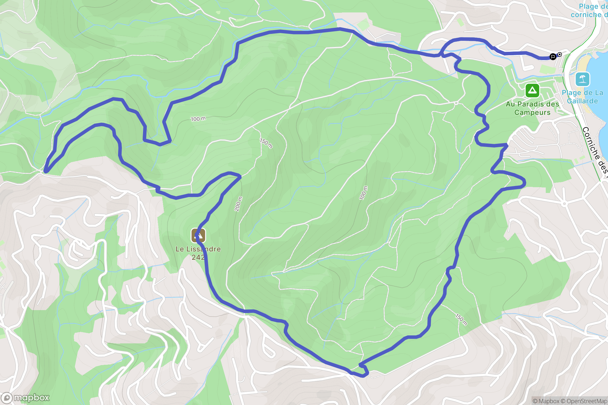 Roquebrune-sur-Argens : carte du parcours de randonnée - France