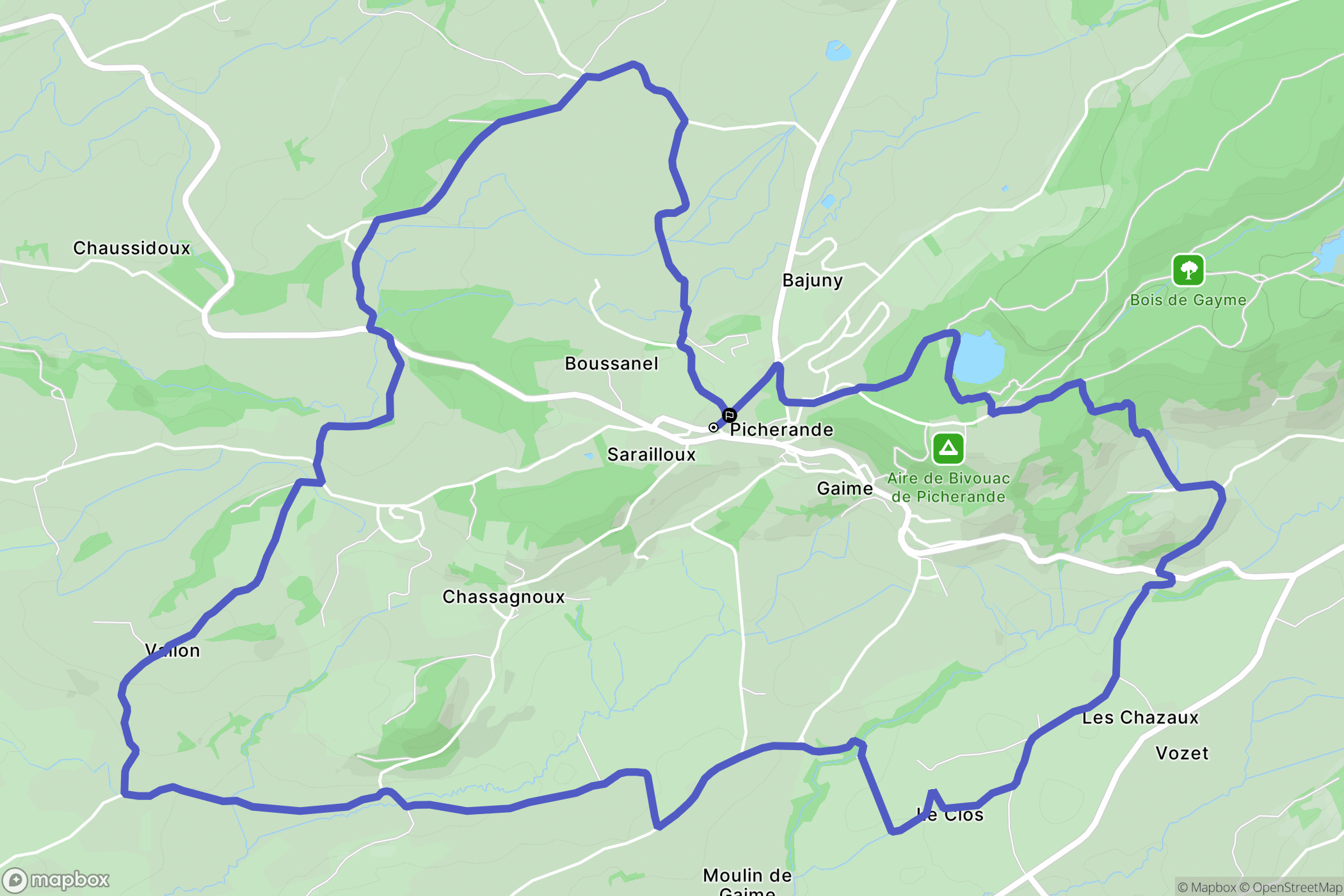 Picherande : carte du parcours de randonnée - France