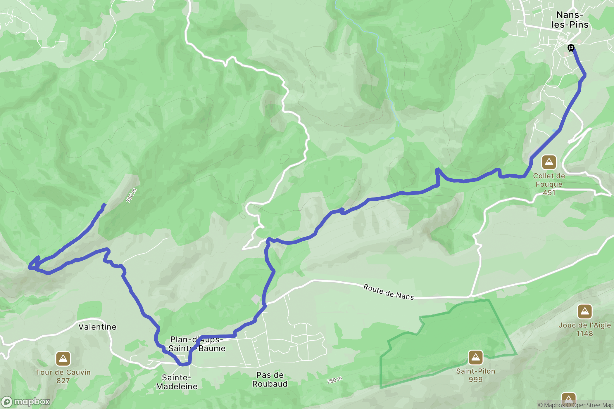 Nans-les-Pins : carte du parcours de randonnée - France