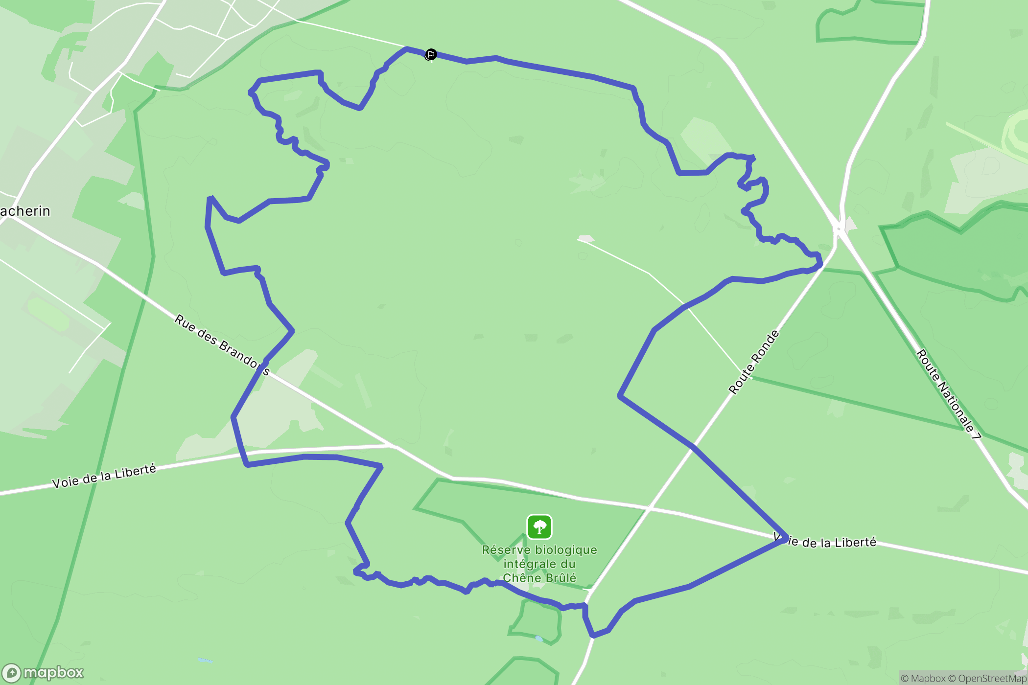 Fontainebleau : carte du parcours de randonnée - France
