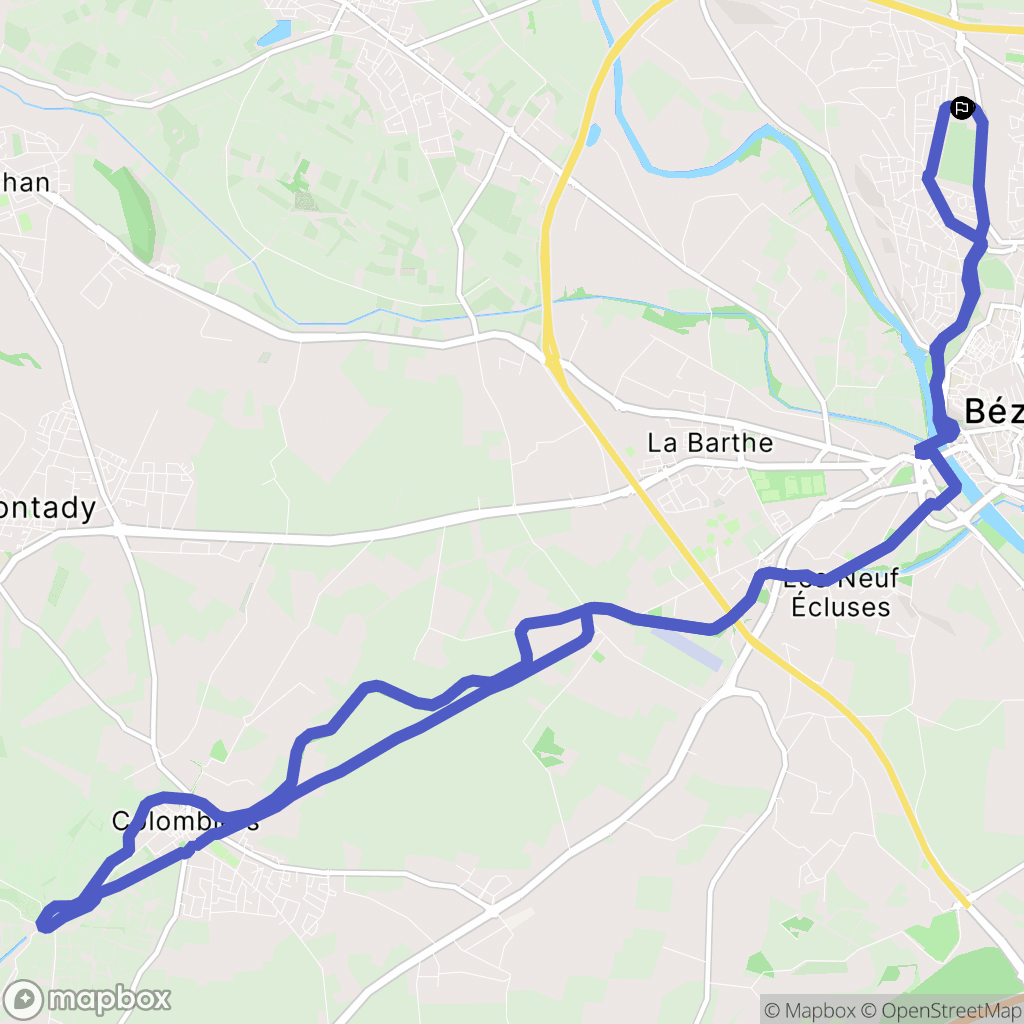 Béziers : carte du parcours de randonnée - France