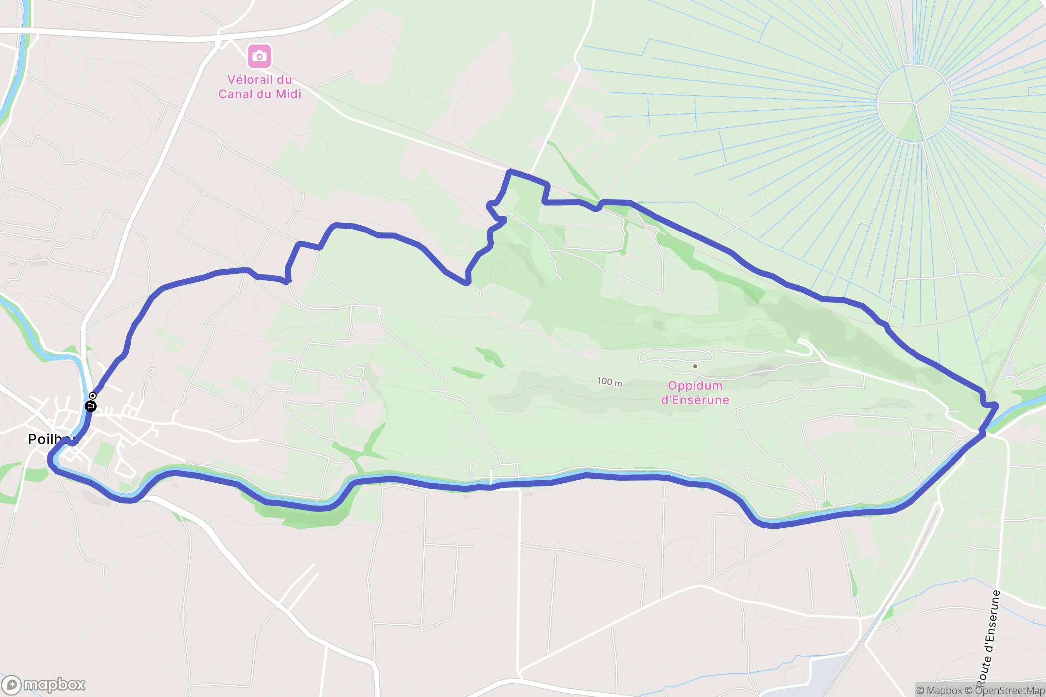 Poilhes : carte du parcours de randonnée - France