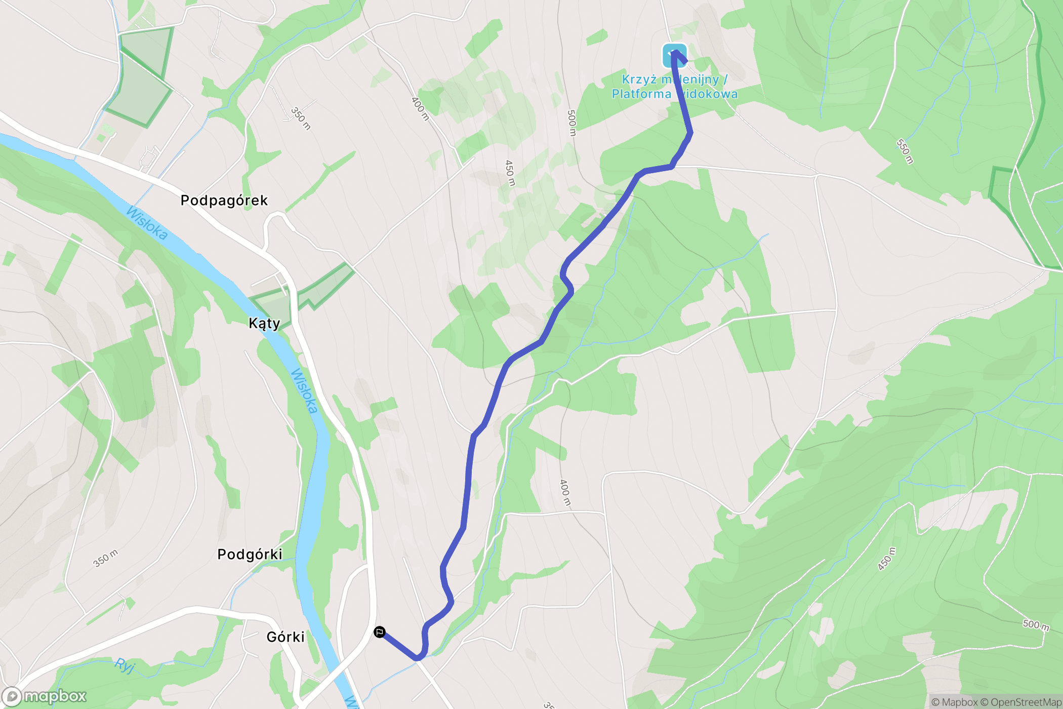 Kąty: mapa trasy - Poland