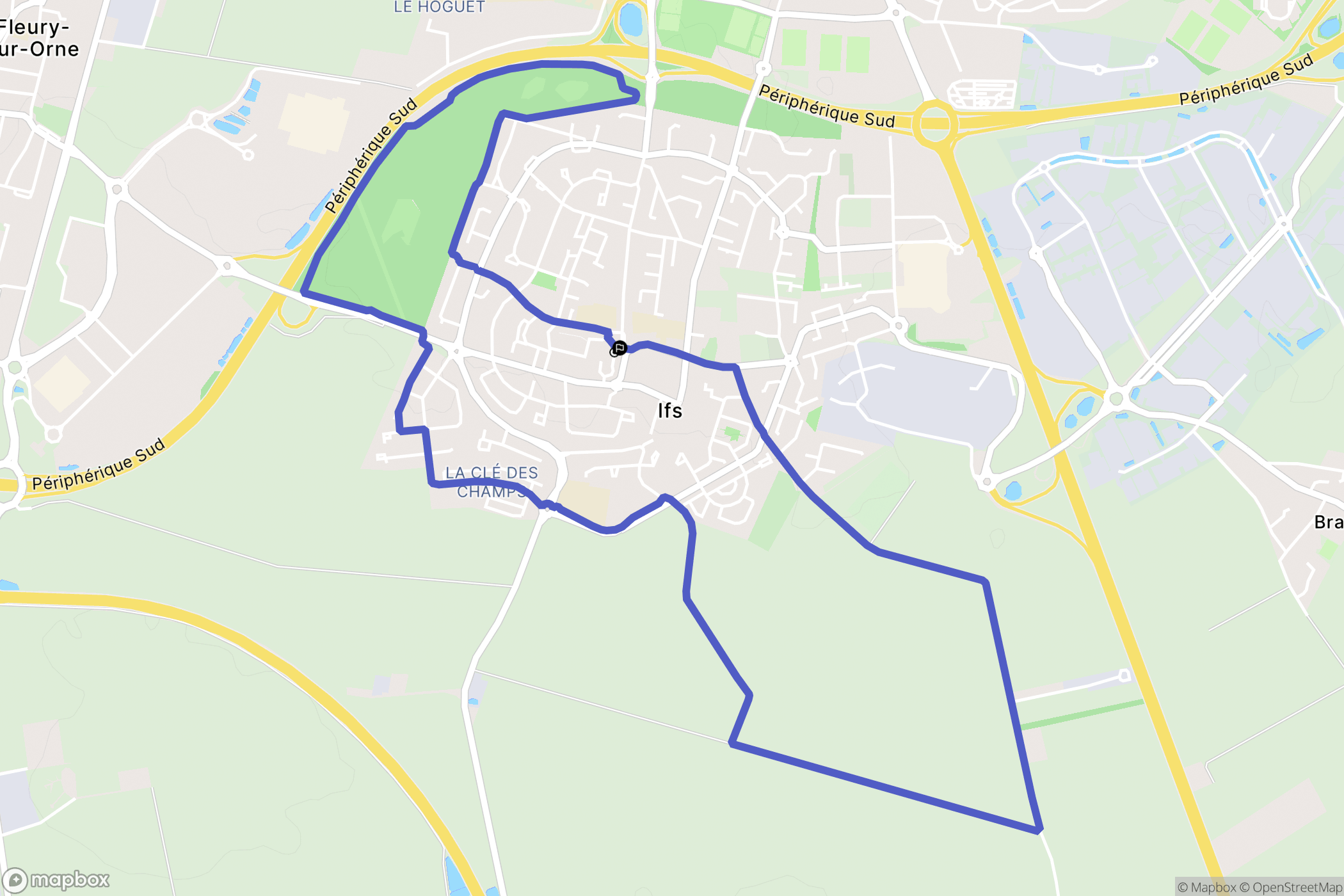 Ifs : carte du parcours de randonnée - France