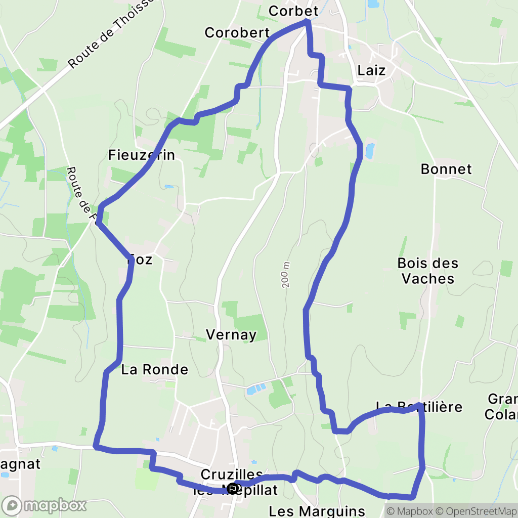 Cruzilles-lès-Mépillat : carte du parcours de randonnée - France