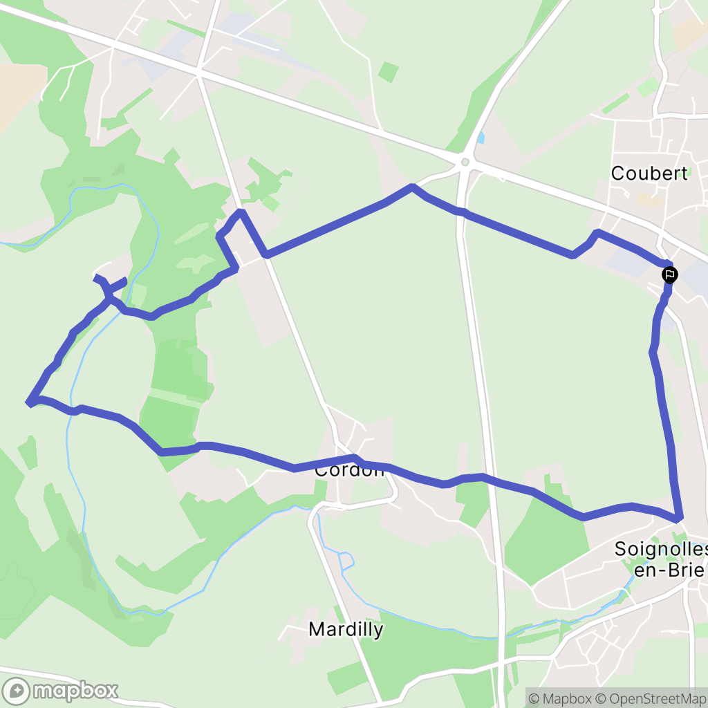 Coubert : carte du parcours de randonnée - France
