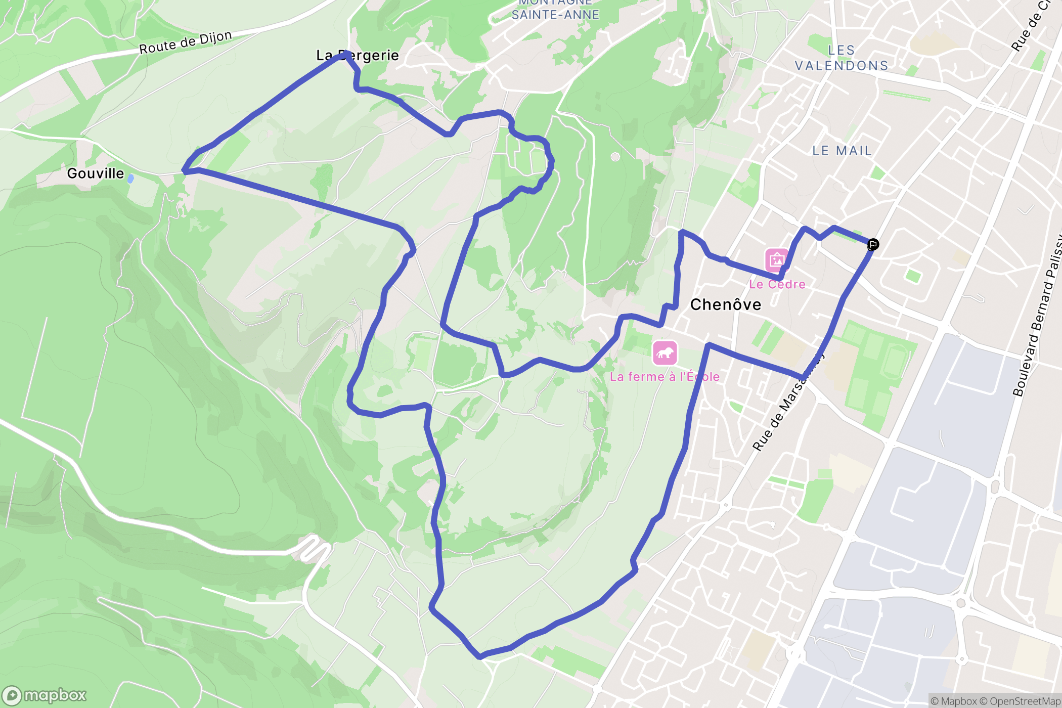 Chenôve : carte du parcours de randonnée - France