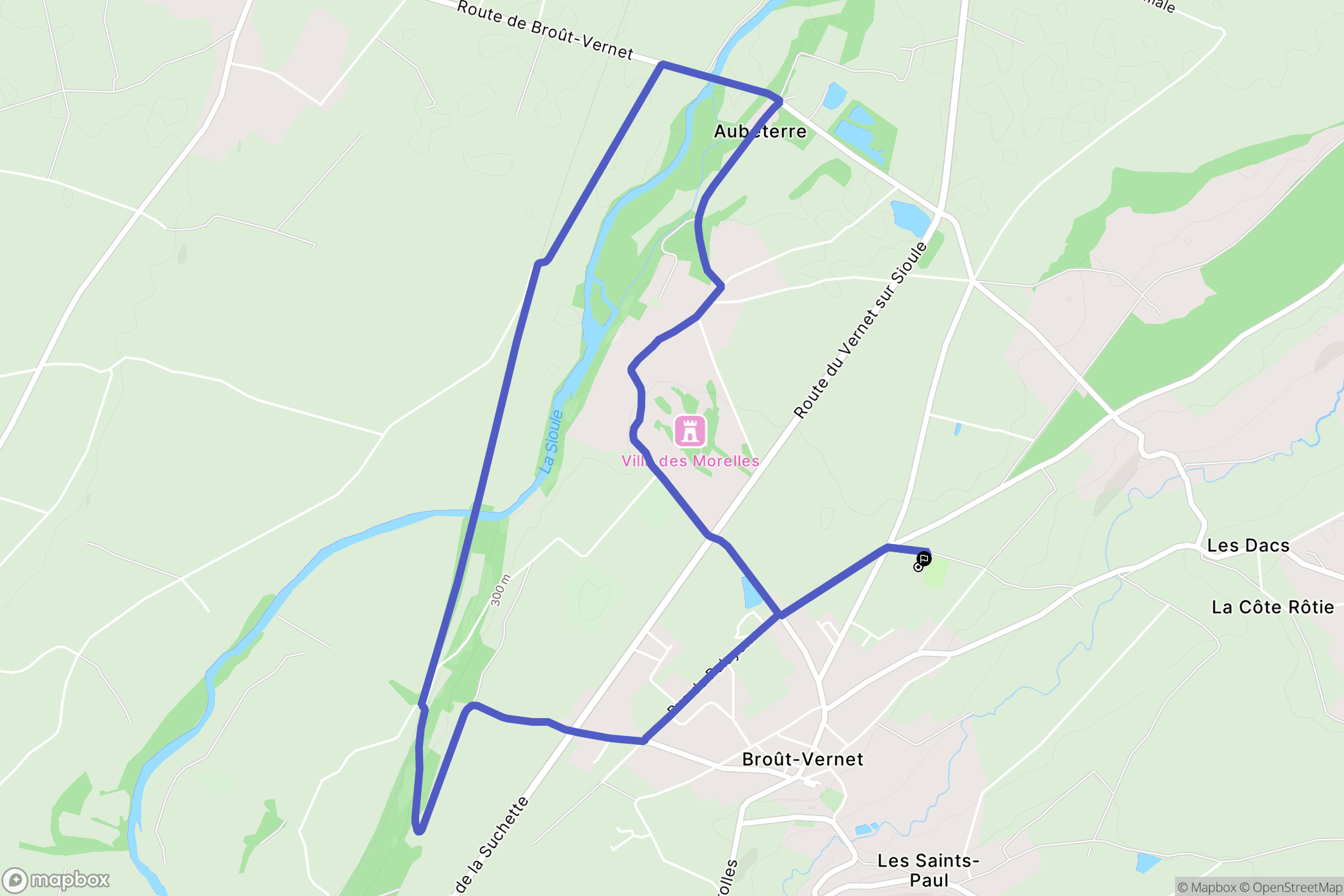 Broût-Vernet : carte du parcours de randonnée - France