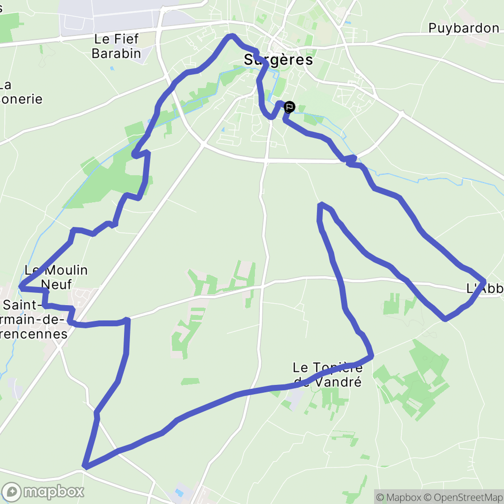 Surgères : carte du parcours de randonnée - France