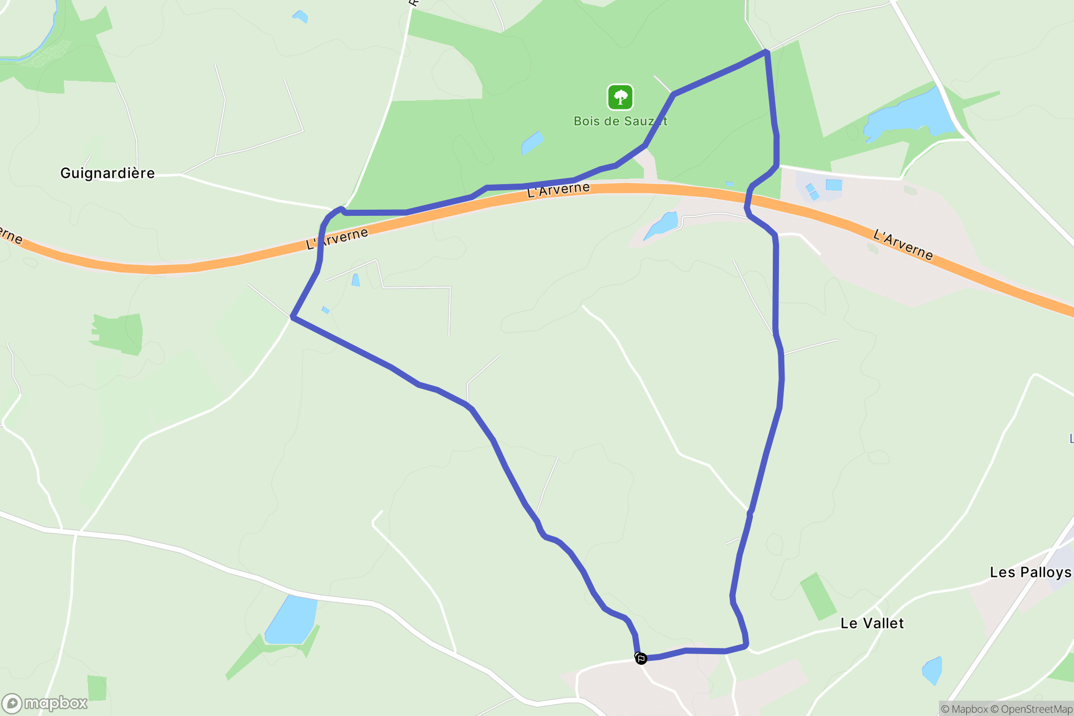 Doyet : carte du parcours de randonnée - France